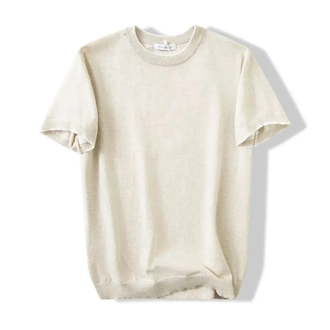 Lazy And Versatile Knitted Round Neck T-shirt For Men - The Premium