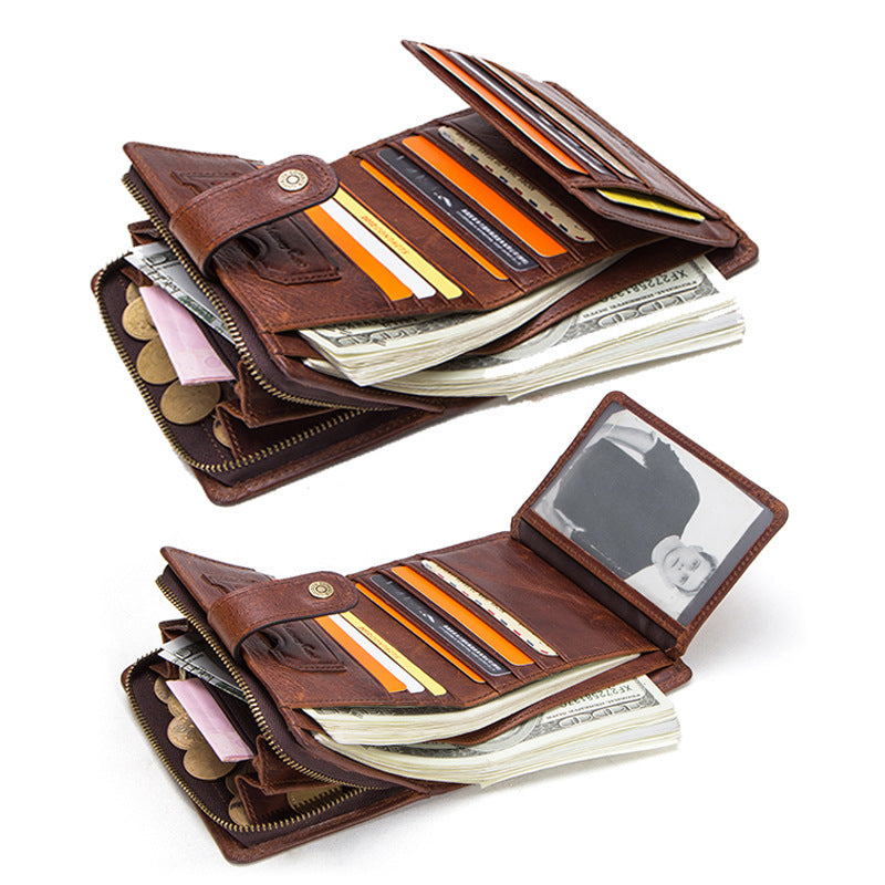 RFID cowhide multifunctional men's wallet