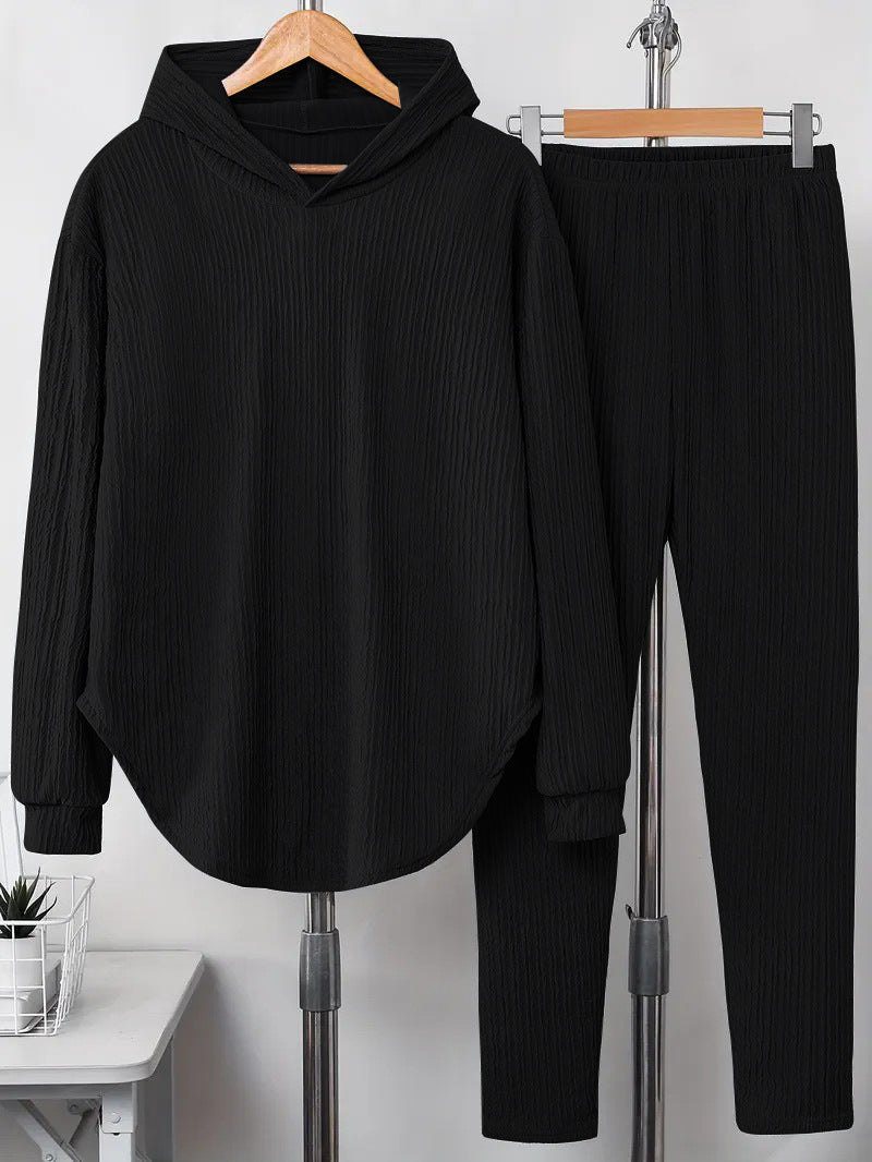 Casual Women's Long Sleeve Hooded Sweatshirt And Pants Two-Piece Set