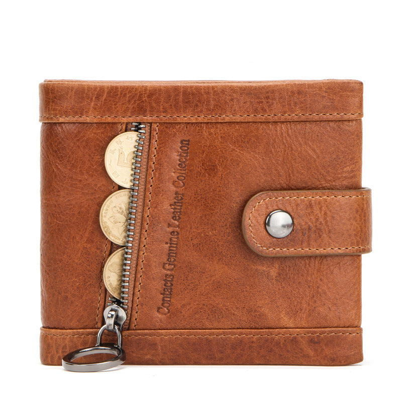 RFID anti-theft brush leather trendy men's wallet