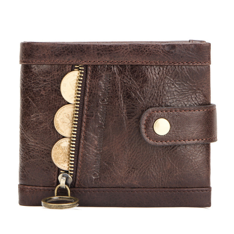 RFID anti-theft brush leather trendy men's wallet