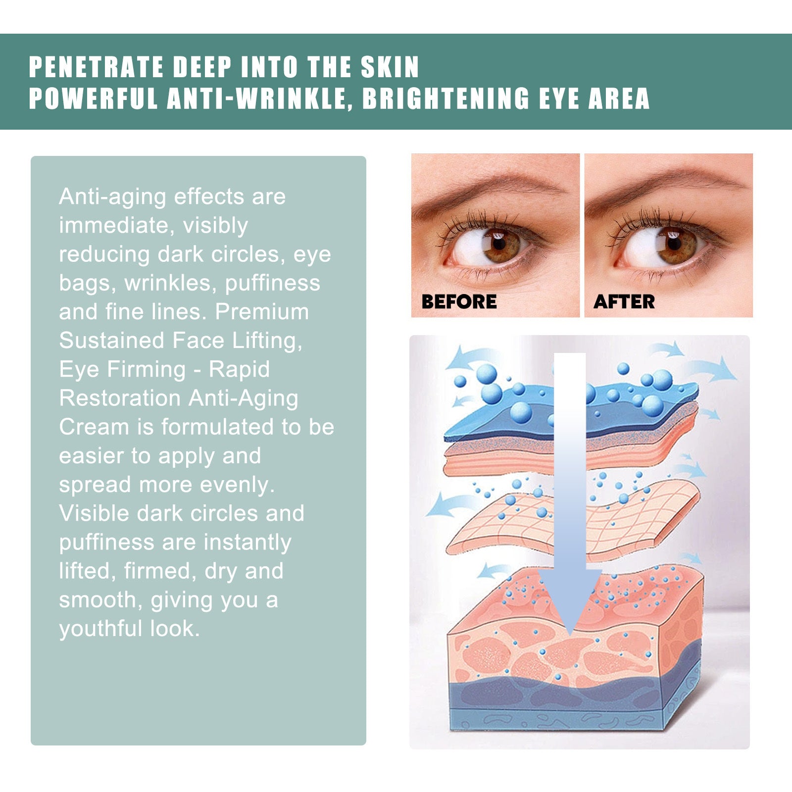 EELHOE Anti-Aging Eye Serum Reduces Dark Circles, Bags, Wrinkles, Firming Eyes, Brightening And Even Skin Tone