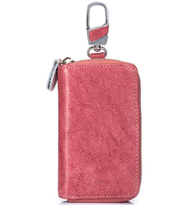 Multifunctional zipper leather key case