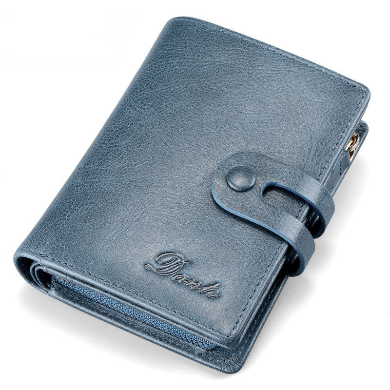 Vintage men's short wallet with leather zipper