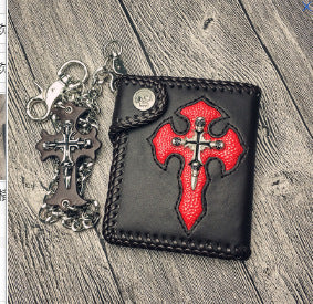Short cross wallet with chain