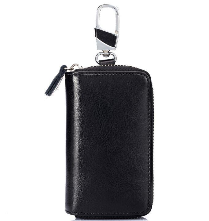 Multifunctional zipper leather key case