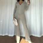 Women's Solid Color 2-Piece Set Hooded Belted Jacket With Pockets & Flare Leg Pant Suit For Spring And Fall