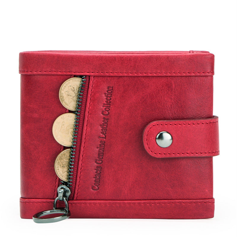 RFID anti-theft brush leather trendy men's wallet