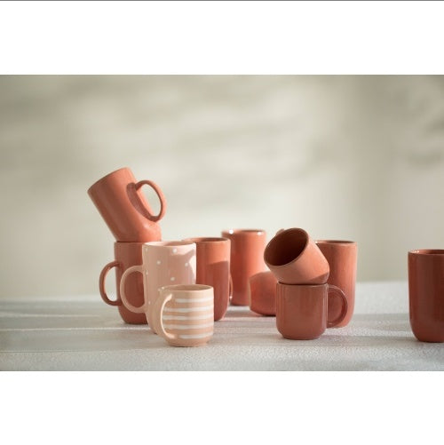 Ceramic Peach Coffee Mug With Wooden Lid