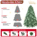 6FT Blue-Green Tint Christmas Tree With 1878 PE PVC Tips Unique Full-Bodied Tree With Hinged Branches, Easy Assembly, Stable Metal Stand, Eye-Catching Holiday Decor