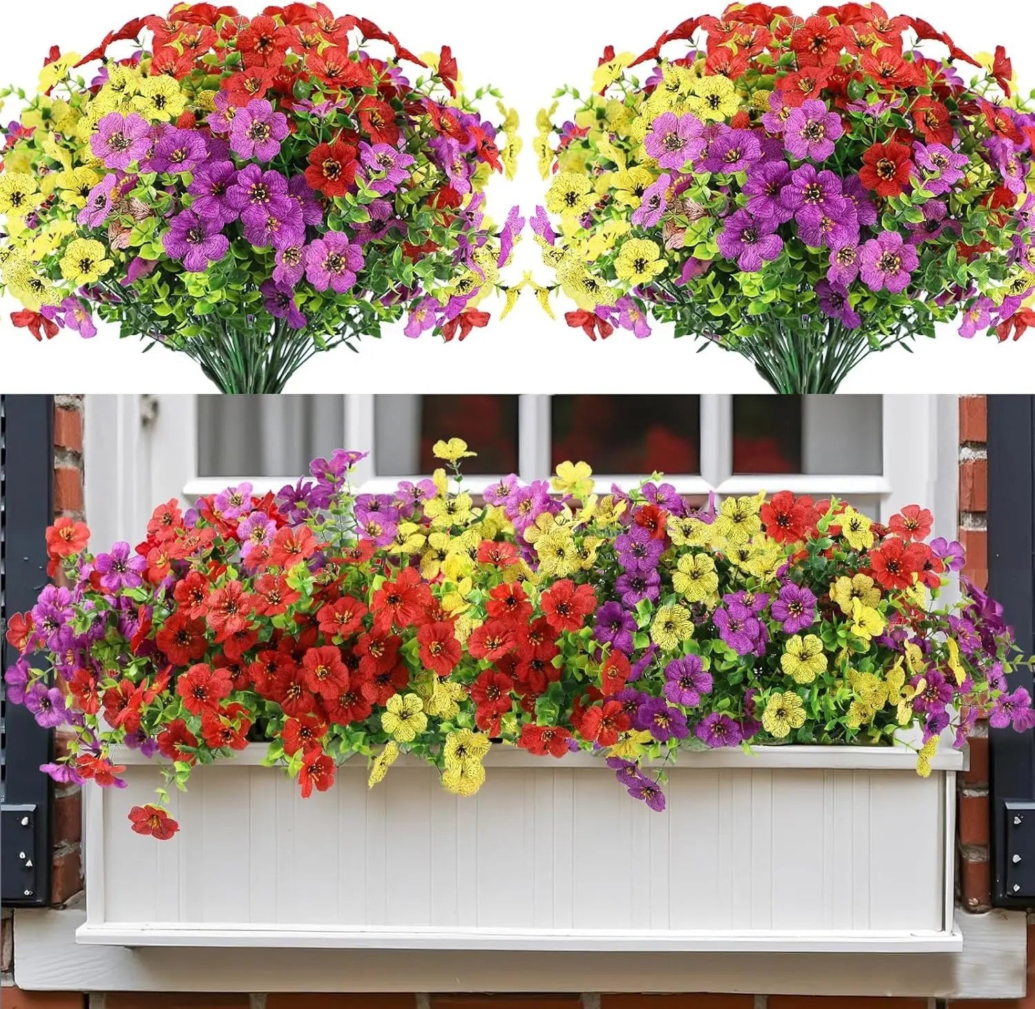 Nepfaivy Artificial Outdoor Flowers UV-Resistant - Realistic Artificial Flowers For Outdoors, Fade Resistant Fake Flowers For Outside, Plastic Faux Flowers For Outdoor Planters - The Premium