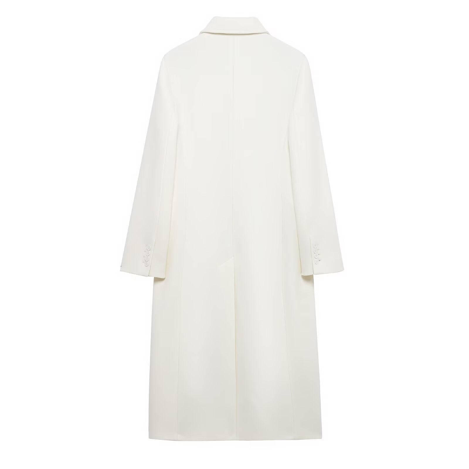 Fashionable Temperamental All-match Blended Double-breasted Long Lapel Coat Jacket