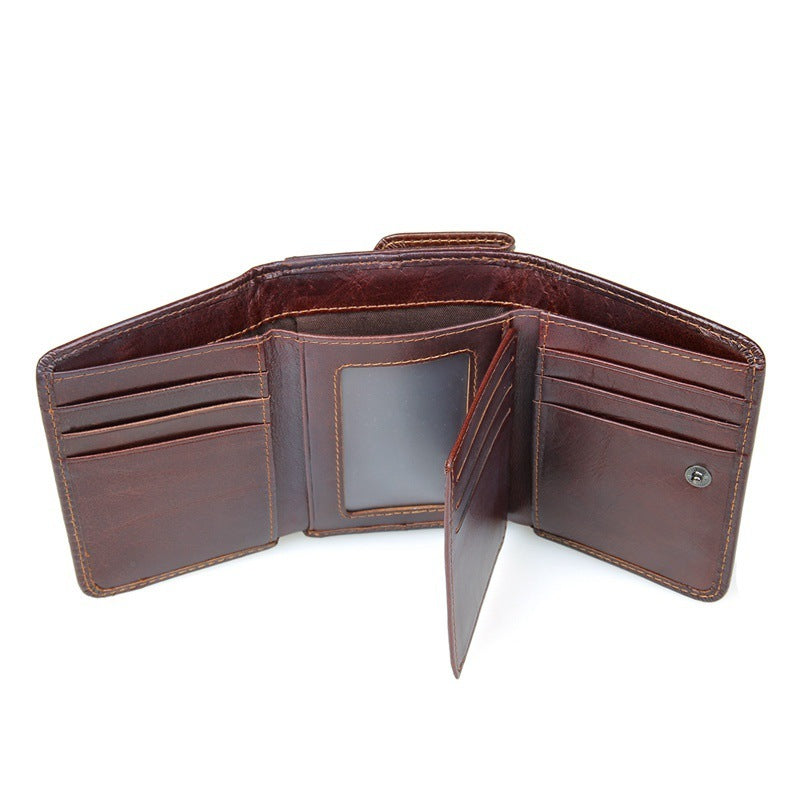 Short Retro Wallet, Shielding Wallet, Anti-Scanning Leather Wallet
