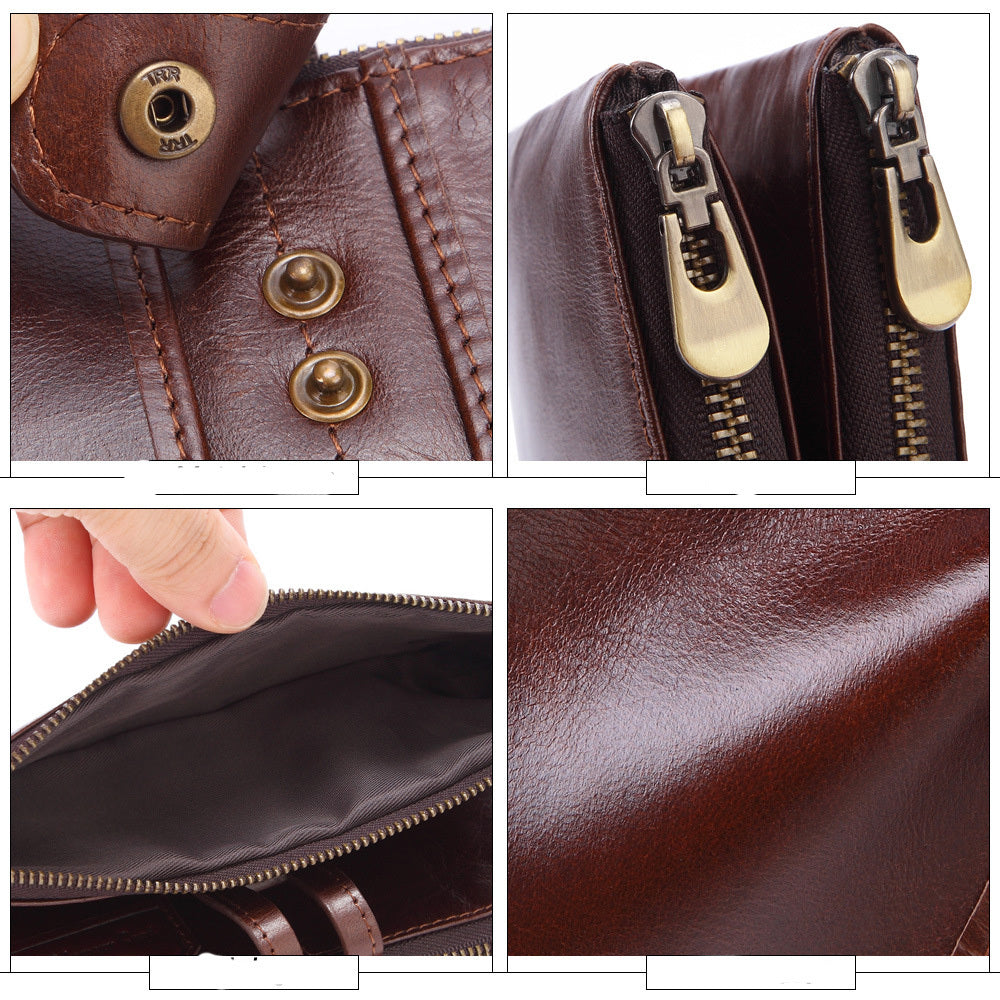 Men's Long Large-Capacity Vintage Leather Card Holder
