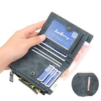 Vertical Multi-card Position Zipper Wallet Youth Buckle Thin Wallet