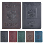 Passport Holder Layer Cowhide Retro Boarding Pass Wallet Card Case Passport Book