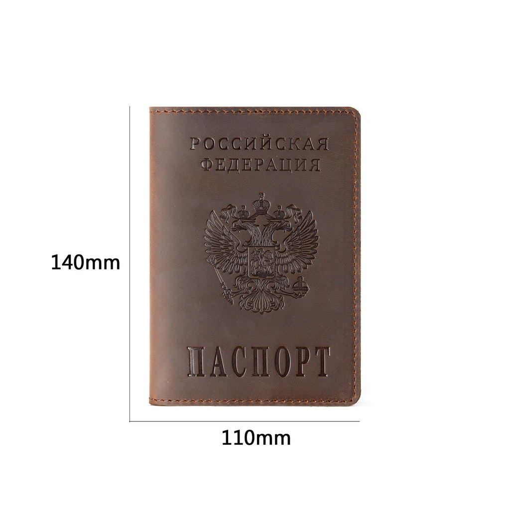 Passport Holder Layer Cowhide Retro Boarding Pass Wallet Card Case Passport Book