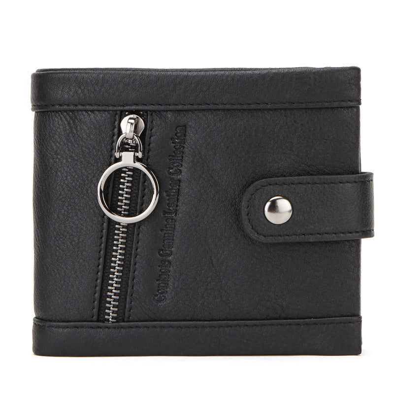 RFID anti-theft brush leather trendy men's wallet