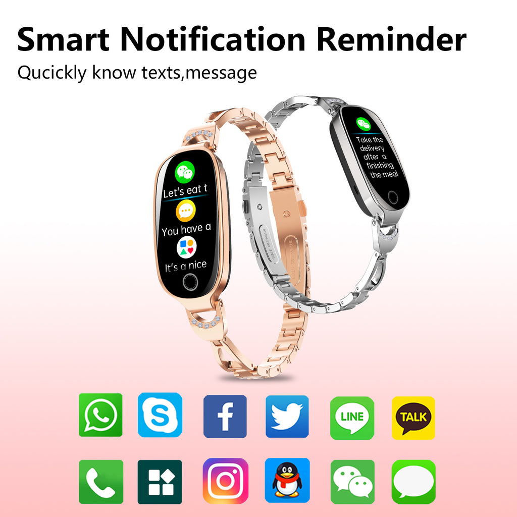 Gold Smartwatch For Women Compatible For Android& IOS,Bling Smart Bracelet With Female Menstrual Cycle Heart Rate Blood Pressure Remote Photography Waterproof Pedometer