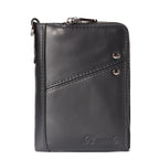 Men's leather zipper short wallet