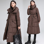 Knee-length Warm Cotton Coat Loose Thicken Waist-cinching Padded Jacket