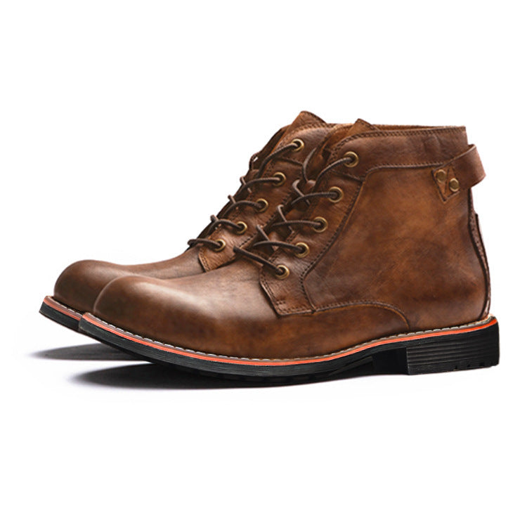 Men's Retro Lace-up Western Boots