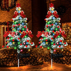 2pcs Solar Christmas Cedar Tree Lights Outdoor Lawn Ground Plug Patio Landscape Balcony Christmas