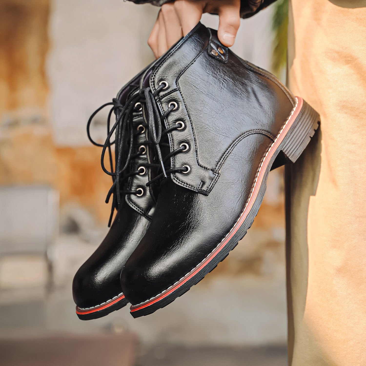 Men's Retro Lace-up Western Boots