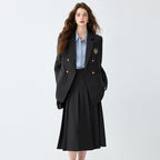 Women's Black Casual Blazer Set