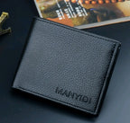 New wallet men's short driving license wallet fashion lychee pattern 3 fold thin section business men's youth soft wallet