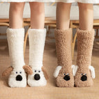 Cute Cartoon Dog Floor Socks Winter Warm Non-slip Plush Socks For Women - The Premium