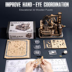 ROBOTIME Marble Run 3D Puzzle Wooden Model Kits For Adults To Build, Gifts Adults Electric Craft Boys, Marble Spaceport LGC01