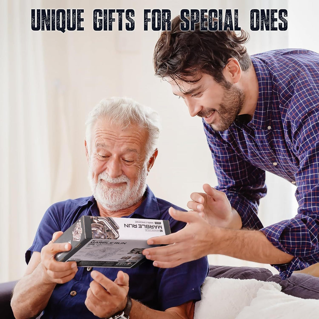 ROBOTIME Marble Run 3D Puzzle Wooden Model Kits For Adults To Build, Gifts Adults Electric Craft Boys, Marble Spaceport LGC01