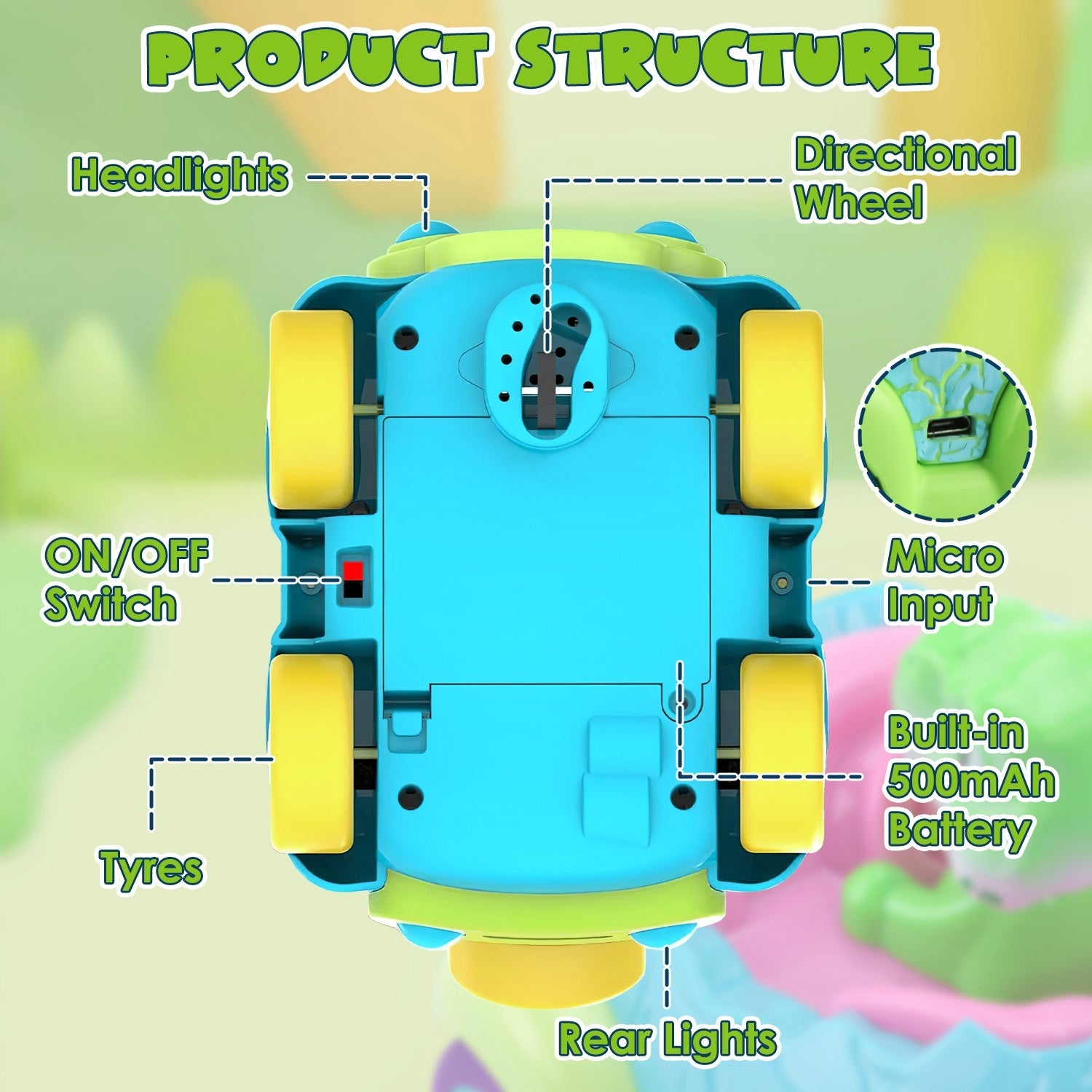 2Pack Dinosaur Remote Control Cars For Toddlers Rechargeable RC Cars With Light Music Birthday Gift For Boys Girls Aged 3 4 5 6 Years Old Christmas New Year Gift