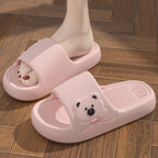 Cute Bear Home Slippers Summer Fashion Thick Bottom Non-slip Bathroom Slipper Women Men Couples Shoes
