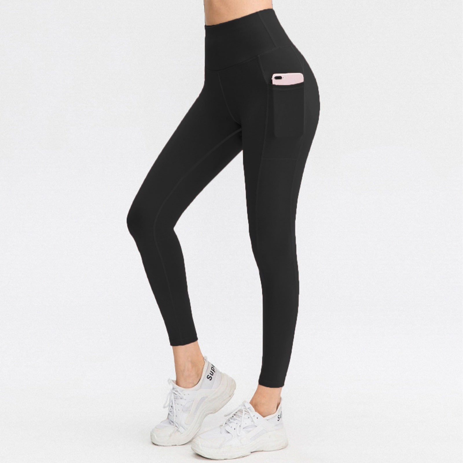 Brushed Side Pocket Yoga High Waist Belly Contracting Peach Hip Leggings