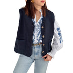 Women's Warm Outer Wear Lambswool Sleeveless Button Vest