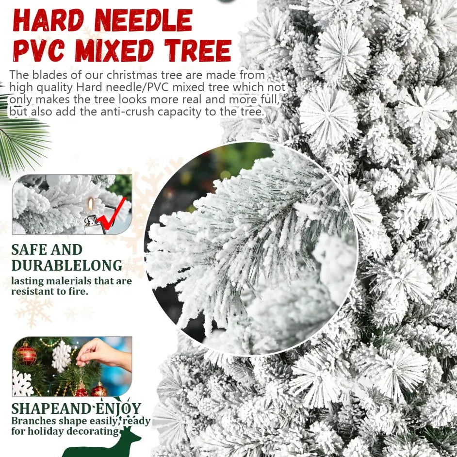 4-foot Flocked Christmas Tree With 350 Tips Made Of Snow-covered PVC And Sturdy Needle Branches, Easy To Assemble With A Stable Metal Base A Realistic Full Holiday Christmas Tree - The Premium