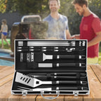 Grilljoy BBQ Accessories Grill Tools Set - 22PCS Stainless Steel Barbecue Grill Accessories For Outdoor Grill With Black Aluminum Case - Grilling Gifts For Men Dad -Grill Tools Kit