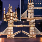 ROBOTIME 3D Wooden Puzzle London Tower Bridge Model Kit For Adults Xmas Gifts TG412