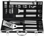 Grilljoy BBQ Accessories Grill Tools Set - 22PCS Stainless Steel Barbecue Grill Accessories For Outdoor Grill With Black Aluminum Case - Grilling Gifts For Men Dad -Grill Tools Kit