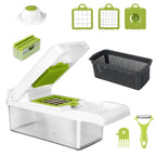 1Set 12 In 1 Vegetable Chopper With Container Kitchen Food Slicer Dicer Grater Peeler Egg Separator Hand Protector For Onion Salad Potato