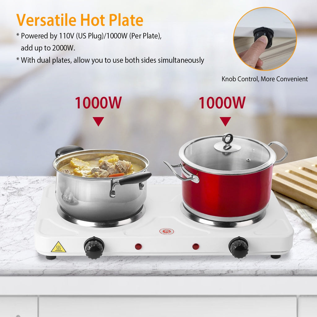 1Pc 2000W Double Electric Burner Double Hot Plate With 5 Gear Temperature Control