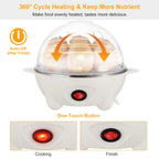 1Pc Electric Egg Cooker 7-Capacity Hard-Boiled Egg Maker With Auto-Off Measuring Cup For Hard Boiled Steamed Vegetables Seafood Dumplings