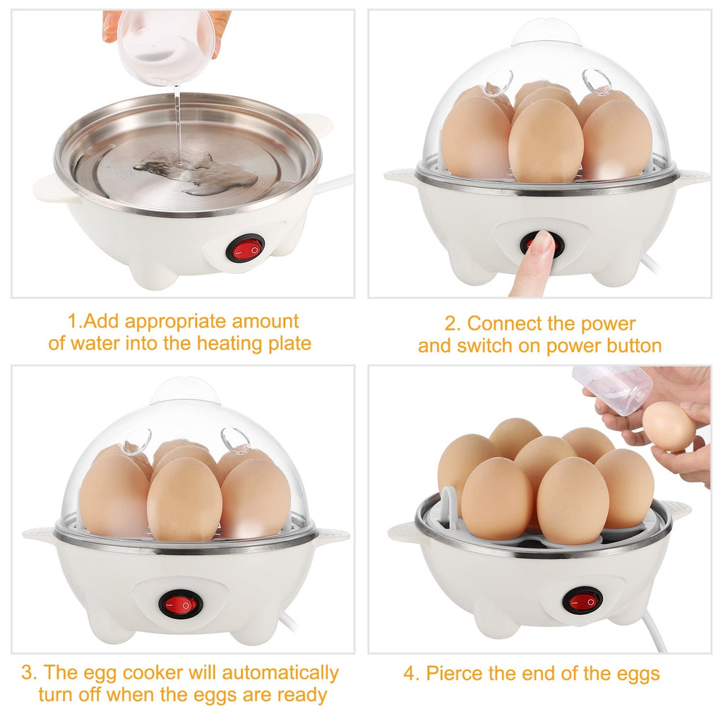 1Pc Electric Egg Cooker 7-Capacity Hard-Boiled Egg Maker With Auto-Off Measuring Cup For Hard Boiled Steamed Vegetables Seafood Dumplings