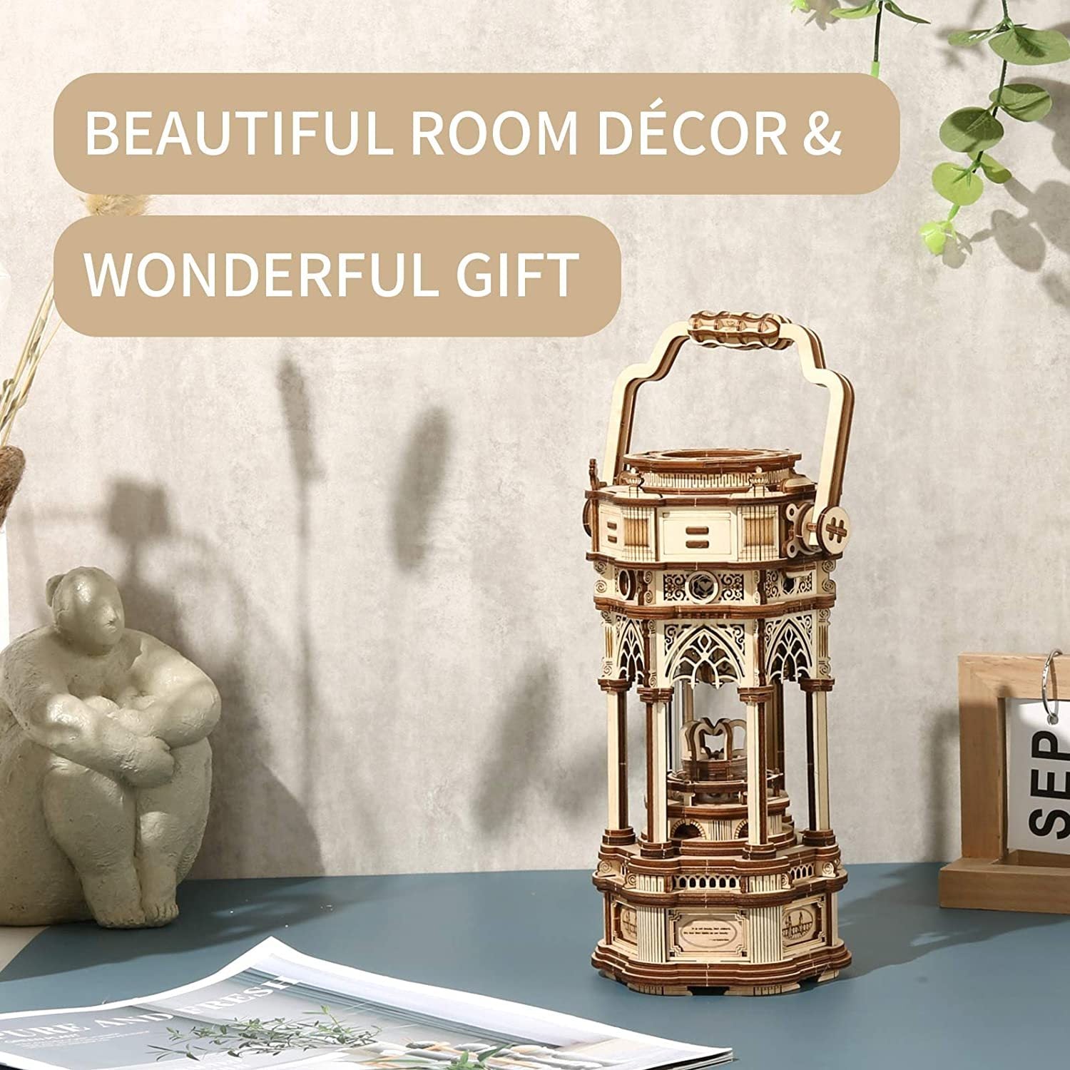 Robotime Rokr 3D Wooden Puzzles DIY Musical Box Building Kit Mechanical Models To Build - Victorian Lantern