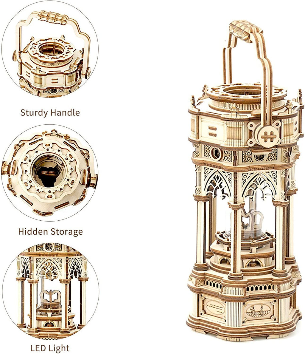 Robotime Rokr 3D Wooden Puzzles DIY Musical Box Building Kit Mechanical Models To Build - Victorian Lantern
