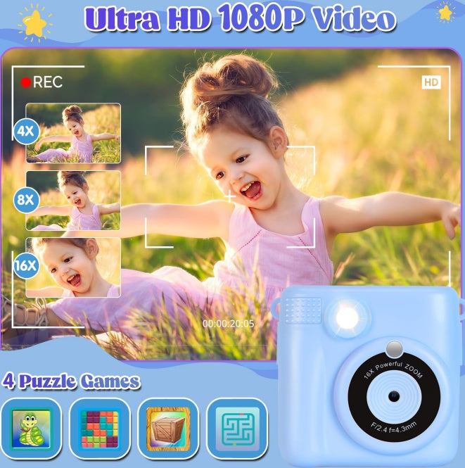 Children's Polaroid Camera, Will Spit Photos Of Children's Camera, Parent-child Interaction Gods, Mini Portable, Birthday Holiday Gift First Choice