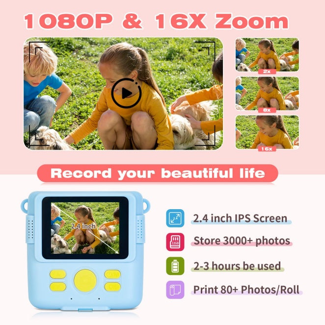 Children's Polaroid Camera, Will Spit Photos Of Children's Camera, Parent-child Interaction Gods, Mini Portable, Birthday Holiday Gift First Choice