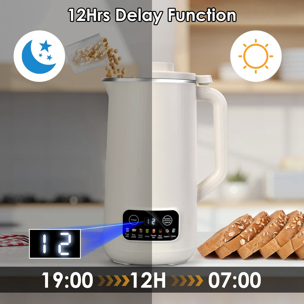 1Pc 27OZ Nut Milk Maker With 12Hours Delay Function Self-Cleaning Keep Warm Automatic Soy Milk Maker Machine For Homemade Soya Milk Rice Paste Juice Corn Juice Flower Tea Boil Water